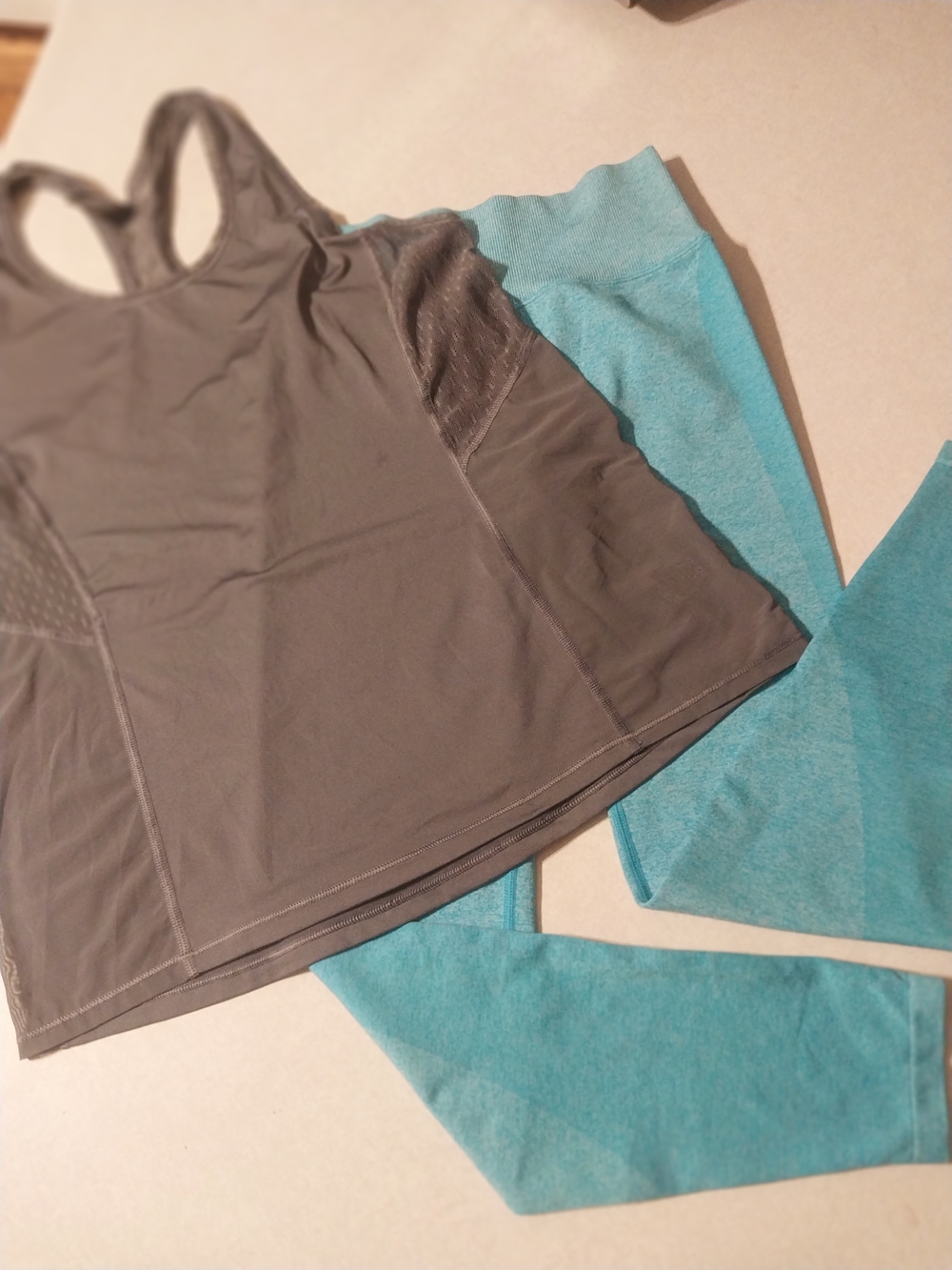 PINK Victoria's Secret Gray Tank with Teal Leggings - Active Set